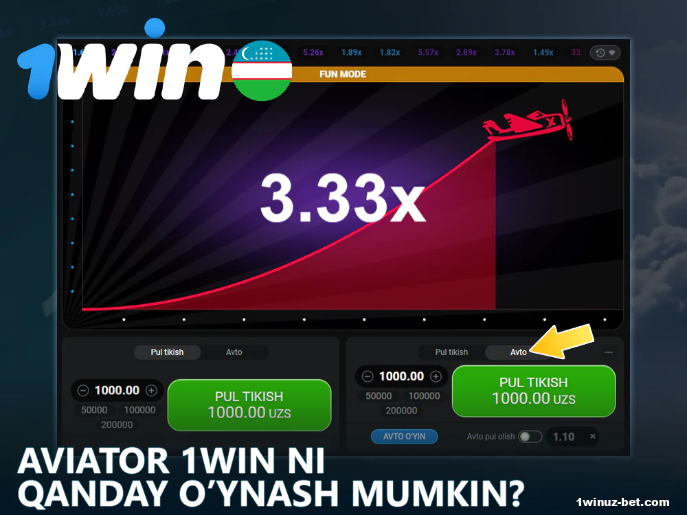 1Win O'zbekistondagi Aviator o'yinining mashhurligi.